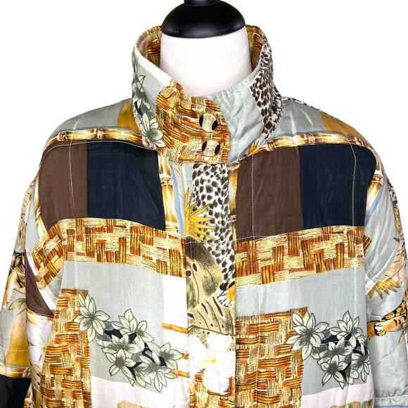 FUDA International Size L Vintage SILK Bomber Asian Inspired Tiger Patchwork - Picture 10 of 14